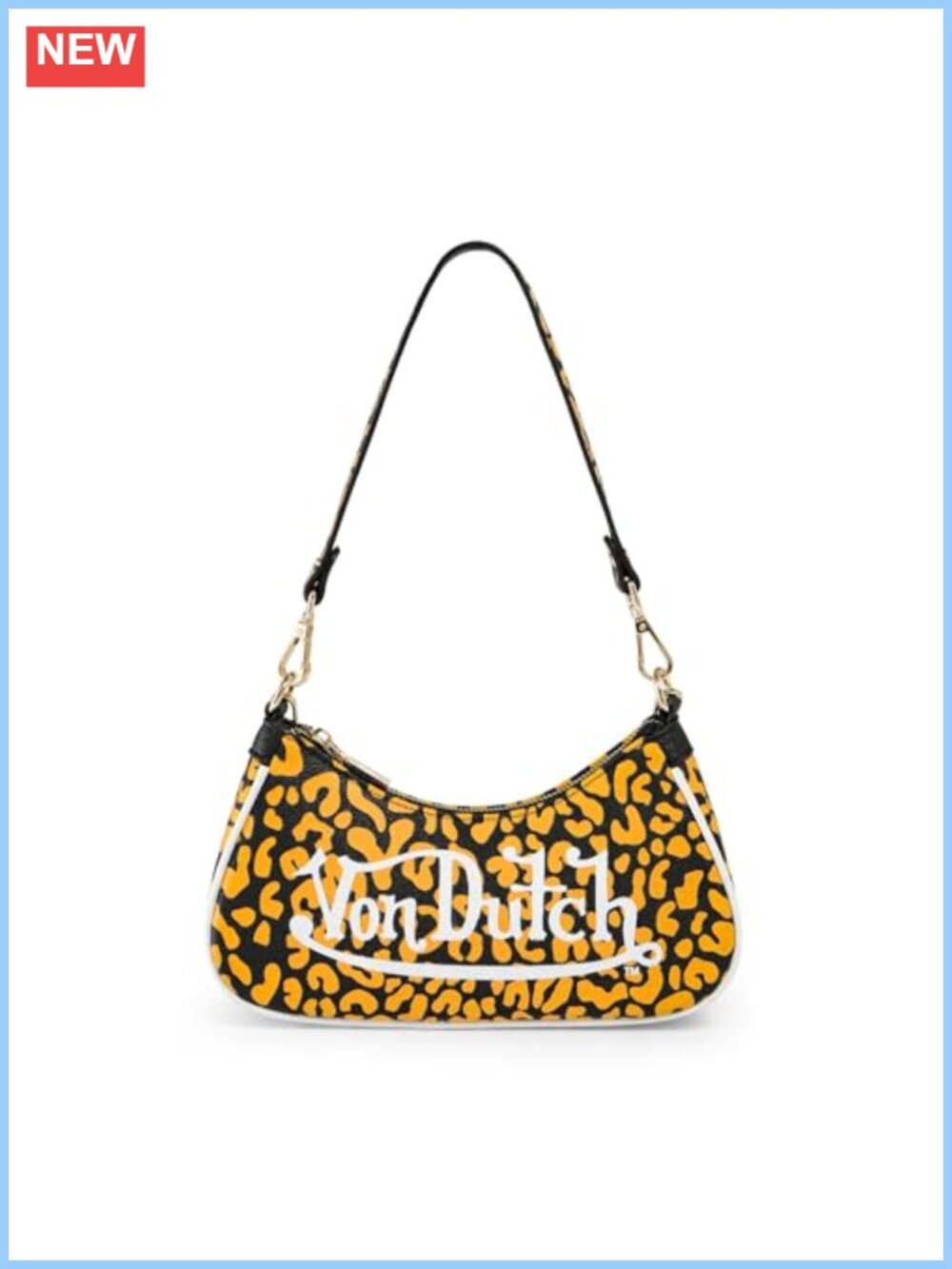 Vegan Leather Animal Print Satchel with Gold Chain & Wrench Charm